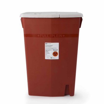 CONTAINER, SHARPS RED 18GL RECTANG LID,5/CS