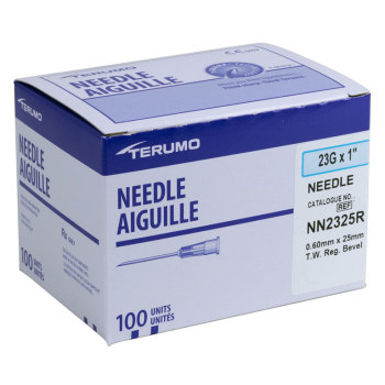 Terumo Needle, 23GX 1in. , Hypodermic, 100/BX, NN2325R