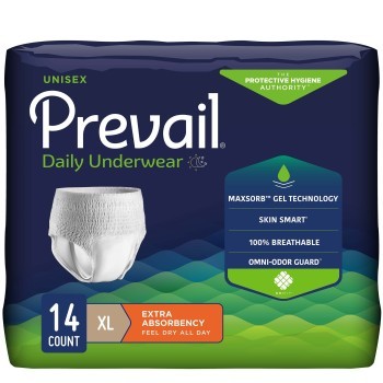 UNDERWEAR,PULL-ON PREVAIL XLG,14/PK