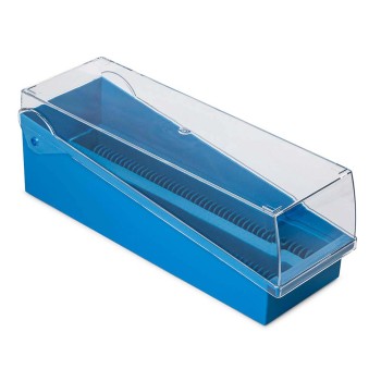SLIDE STORAGE BOX W/ LID AND TRAY,BLUE,100-PLACE FOR UP TO 200 SLIDES,6/CS