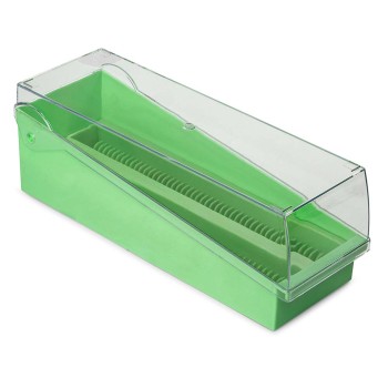 SLIDE STORAGE BOX W/ LID AND TRAY,GREEN,100-PLACE FOR UP TO 200 SLIDES,6/CS