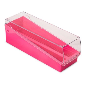 SLIDE STORAGE BOX W/ LID AND TRAY,PINK,100-PLACE FOR UP TO 200 SLIDES,6/CS