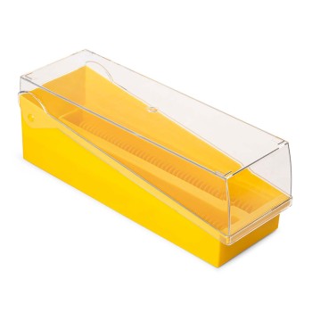 SLIDE STORAGE BOX W/ LID AND TRAY,YELLOW,100-PLACE FOR UP TO 200 SLIDES,6/CS