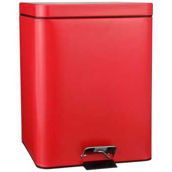 WASTECAN,STEP-ON SQ MTL RED 20QT,EACH