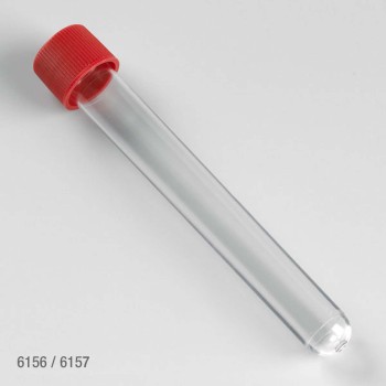 TEST TUBE,16X120MM (15ML) PS,ATTACHED RED SCREWCAP,STR,750/CS