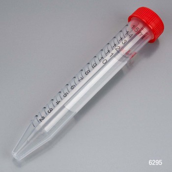 CENTRIFUGE TUBE,HIGH PERFORMANCE,15ML,RED CAP,ASSEMBLED,STERILE,RE-SEALABLE BAG,500/CS