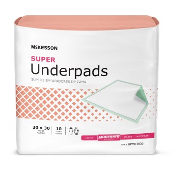UNDERPAD,MODERATE ABSRB 30X30,10/BAG