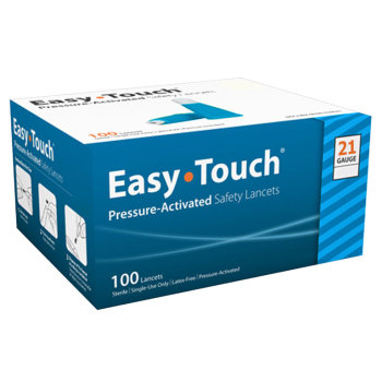 LANCETS,SAFETY,PRESSURE ACTIVATED,EASYTOUCH,21GX2.4MM,100/BOX