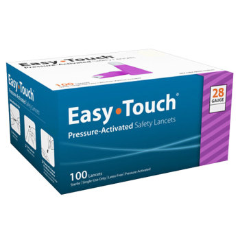 LANCETS,SAFETY,PRESSURE ACTIVATED,EASYTOUCH,28GX1.8MM,100/BOX
