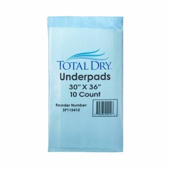 UNDERPAD,INCONTENENCE,TOTALDRY,30"X36",HEAVY,ABSORBENCY,10/BG