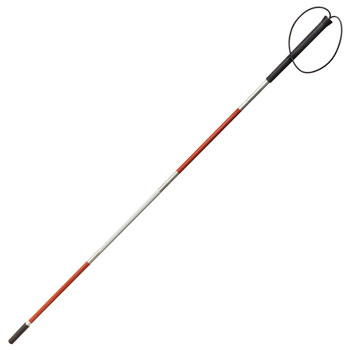 Folding Blind Cane with Wrist Strap, Reflective White and Red , Standard  Size