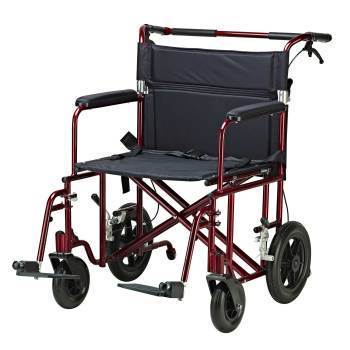 CHAIR,TRANSPORT,BARIATRIC,FLAT FREE WHEELS,RED,22IN
