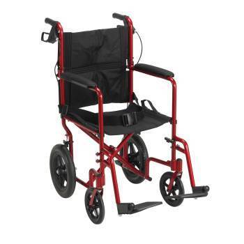 WHEELCHAIR,TRANSPORT,LIGHT WEIGHT,RED,19IN