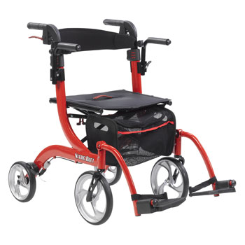 WHEELCHAIR AND ROLLATOR,TRANSPORT,ROLLING WALKER,NITRO DUET,RED