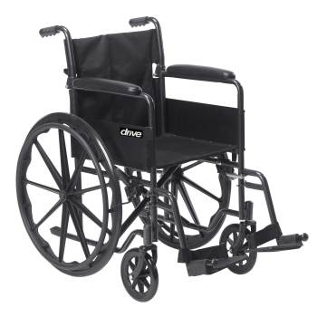 WHEELCHAIR,SPORT,FULL ARMS,REMOVABLE FOOTREST,BLACK,18IN