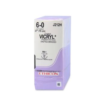 SUTURE,VICRYL,6-0,RB-1,27",UNDYED,36/BX