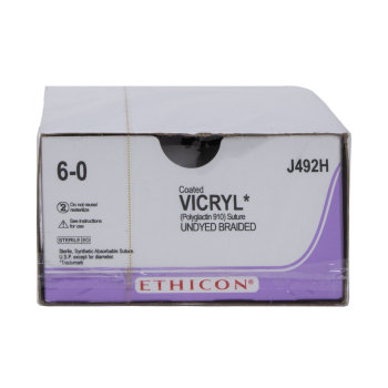 SUTURE,VICRYL POLYGLACTIN 910,6-0,P-3,18IN,UNDYED,36/BX