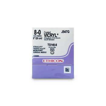 SUTURE,VICRYL POLYGLACTIN 910,8-0,DBL ARMED TG 140-8 TG 140-8,8IN,VIOLET,12/BX