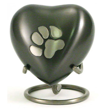 Urn,Slate/Pewter single paw heart urn