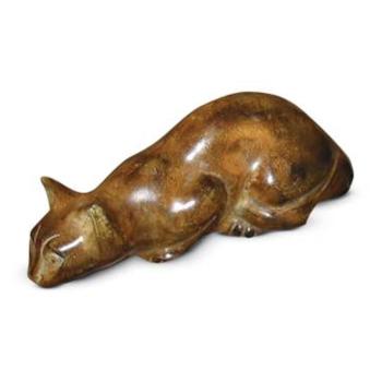 Urn,Crouching cat urn-Patina