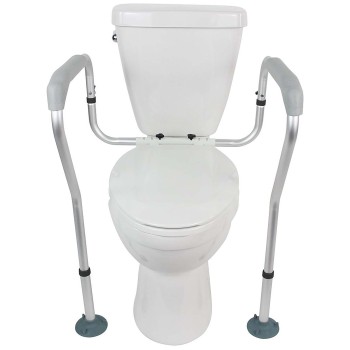 RAIL,SAFETY,TOILET,ADJUSTABLE,PADDED,FITS ANY TOILET W/NO DRILLING