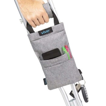BAG,CRUTCH,TWO POCKETS AND CLIP,WATERPROOF VINYL,GRAY