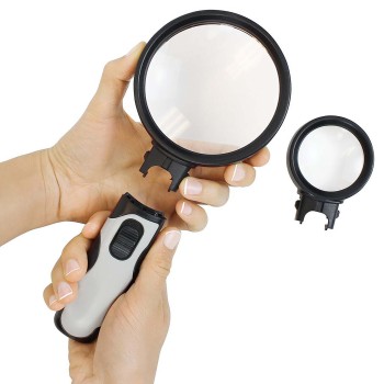 MAGNIFYING GLASS,LED 4",5X/10X ACRYLIC LENSES,W/POUCH