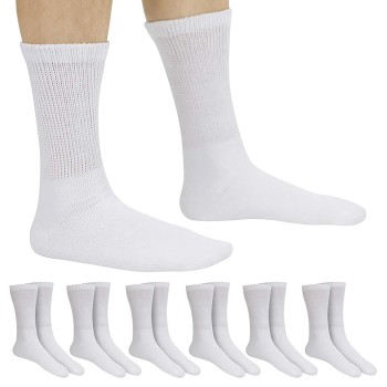 SOCKS,NON-BINDING,LOOSE FIT,WHITE,SMALL,6 PAIRS