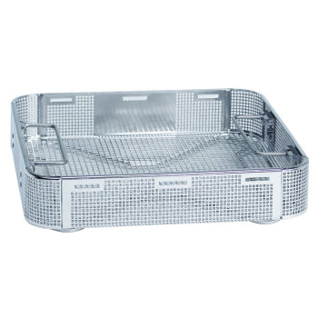 BASKET,STERILIZATION,PERFORATED,WITH FEET 1/2 SIZE,2.25IN