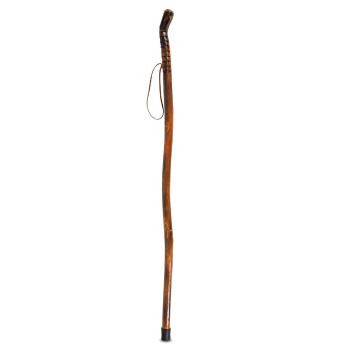 STICK,WALKING,WOODEN,CLEAR FINISH,GROOVED HANDLE,48"