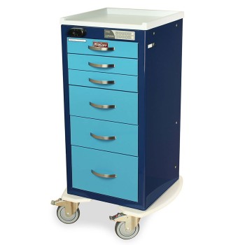 CART,ANESTHESIA,ALUMINUM,NARROW,A-SERIES,PROX READER,TALL HEIGHT,6 DRAWERS,ELECTRONIC KEYPAD LOCK