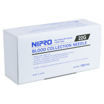 NIPRO NEEDLE,BLOOD COLLECTION,NM+22G25,22G X 1",100/BOX
