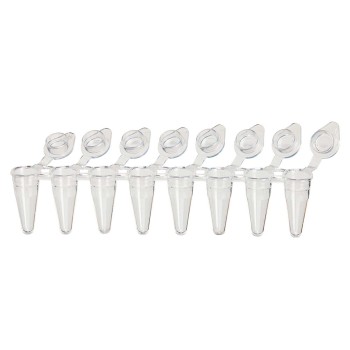 DIAMONDLINK PCR 8-STRIP TUBES,0.1ML,LOW PROFILE,NATURAL,PP,WITH INDIVIDUALLY ATTACHED FLAT CAPS,120/BX