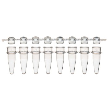 PCR 8-STRIP TUBES,0.2ML,PP,NATURAL,WITH SEPARATE 8-STRIP DOME CAPS,125/BX