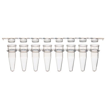PCR 8-STRIP TUBES,0.2ML,PP,NATURAL,WITH SEPARATE 8-STRIP FLAT CAPS,125/BX