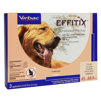 EFFITIX TOPICAL SOL,VIRBAC,45-88.9 LBS,3 MONTH