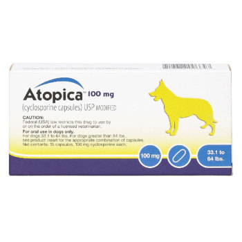 RXV ATOPICA CANINE,33-64LB,100MG,15 CAPSULES