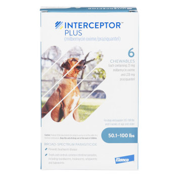 RXV INTERCEPTOR PLUS FOR DOGS,BLUE,50-100LBS,228MG,6 PACK