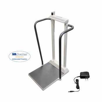 STAND ON SCALE,18" X 20",PLATFORM,TOUCHLESS WEIGHING,HANDRAIL,HEIGHT BAR,ANTIMICROBIAL,AC ADAPTOR,EMR,BMI,1000 LB MAX,EACH