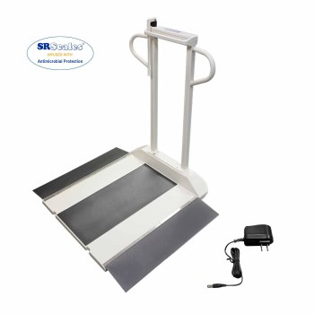 WHEELCHAIR/STAND-ON SCALE,28" X 32",PLATFORM,TOUCHLESS WEIGHING,ANTIMICROBIAL,EMR/BMI,HANDRAIL,AC ADAPTOR,PORTABLE,1000 LBS MAX,EACH
