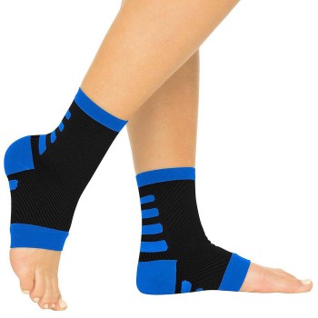 SOCKS,COMPRESSION,ANKLE,BLACK W/GRAY,LARGE,2 PAIR