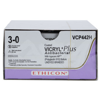 SUTURE,VICRYL POLYGLACTIN 910 PLUS ANTIBACTERIAL,3-0,FS-1,27IN,UNDYED,36/BX
