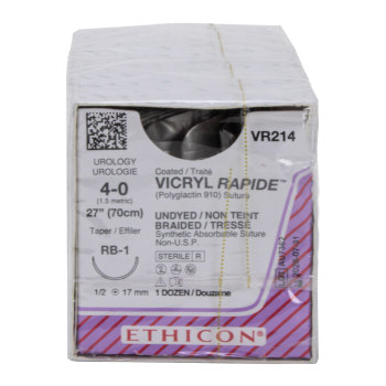 SUTURE,VICRYL-RAPIDE,4-0,RB-1,27IN,UNDYED,12/BX