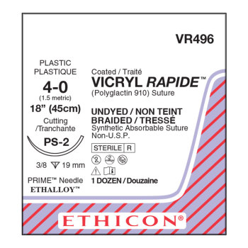 SUTURE,VICRYL-RAPIDE,4-0,PS-2,18",UNDYED,12/BX