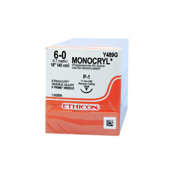 SUTURE,MONOCRYL POLIGLECAPRONE 25,6-0,P-1,18IN,UNDYED,12/BX