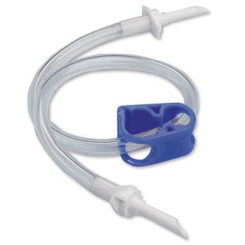 IV bag, large bore transfer set, 12" tubing with on/off clamp