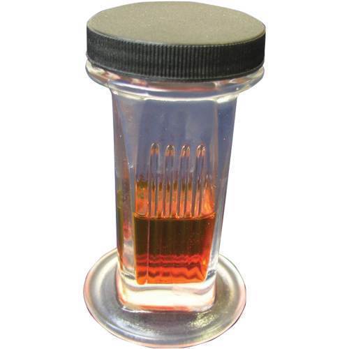 Jar, coplin glass w/black screw cap, clear flint glass