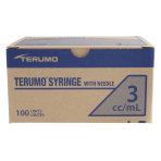 Terumo Syringe and Needle, 3mL, Luer Lock, 20GX 1 1/2 in., Hypodermic, 100/BX, SS-03L2038