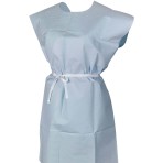 GOWN,EXAM P/T/P OUT F/B OPN BLU,50/CS