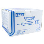 Exel Syringe & Needle, 3mL, Luer Lock, 25G X 1 in., Hypodermic, 100/BX, 26111